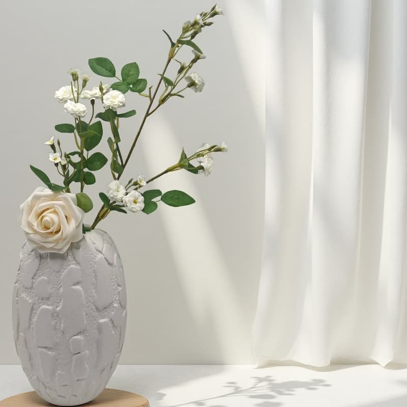 White Relief Ceramic Vase detail 1