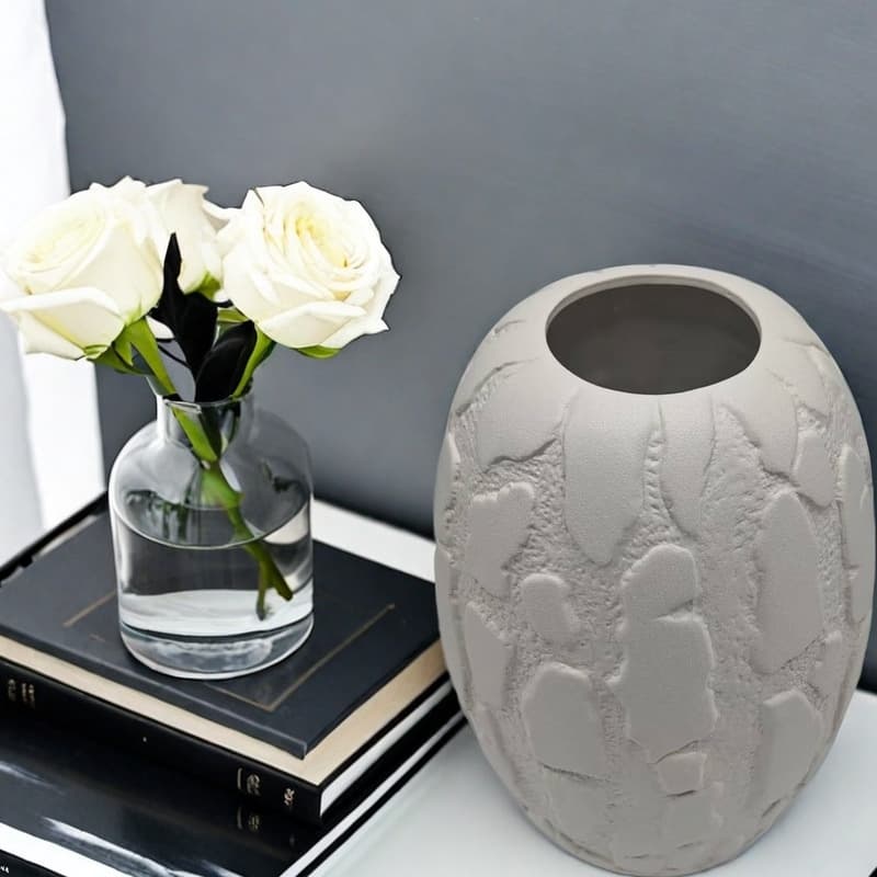 White Relief Ceramic Vase detail 7